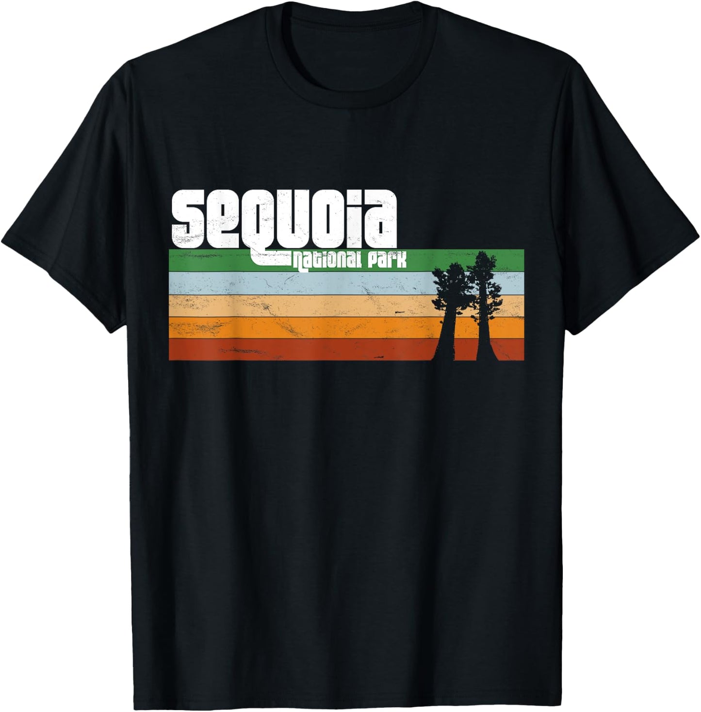 Retro Sequoia National Park California CA T-Shirt - T-Shirt | Black