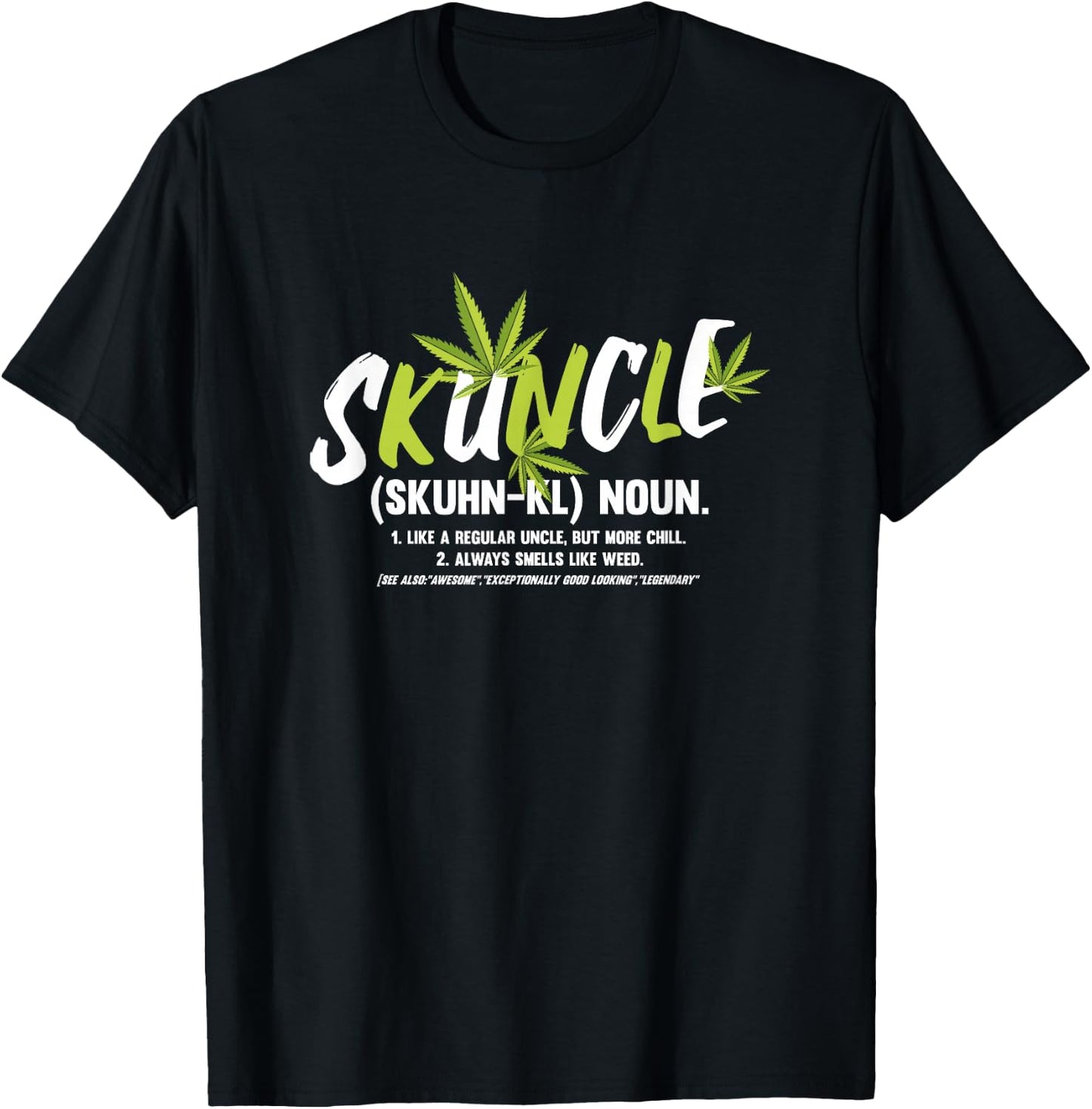 Funny Uncle Weed Smoker Skuncle Marijuana Uncle T-Shirt - T-Shirt | Black
