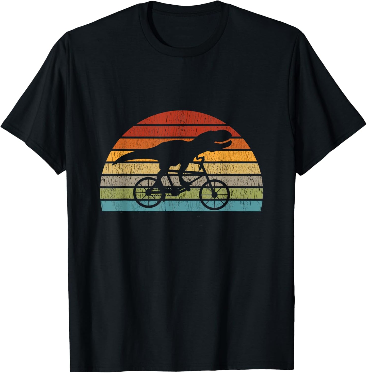 T Rex Dinosaur on a Bicycle bike cycling retro funny biking T-Shirt - T-Shirt | Black