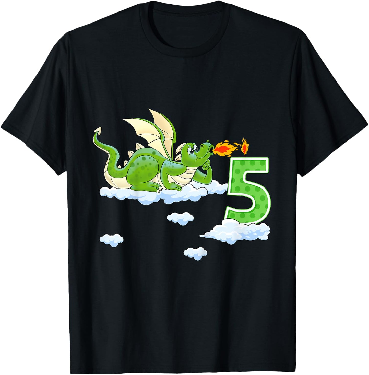 Kids Dragon 5 Year Old Birthday Outfit Boy Knight 5th Birthday T-Shirt - T-Shirt | Black
