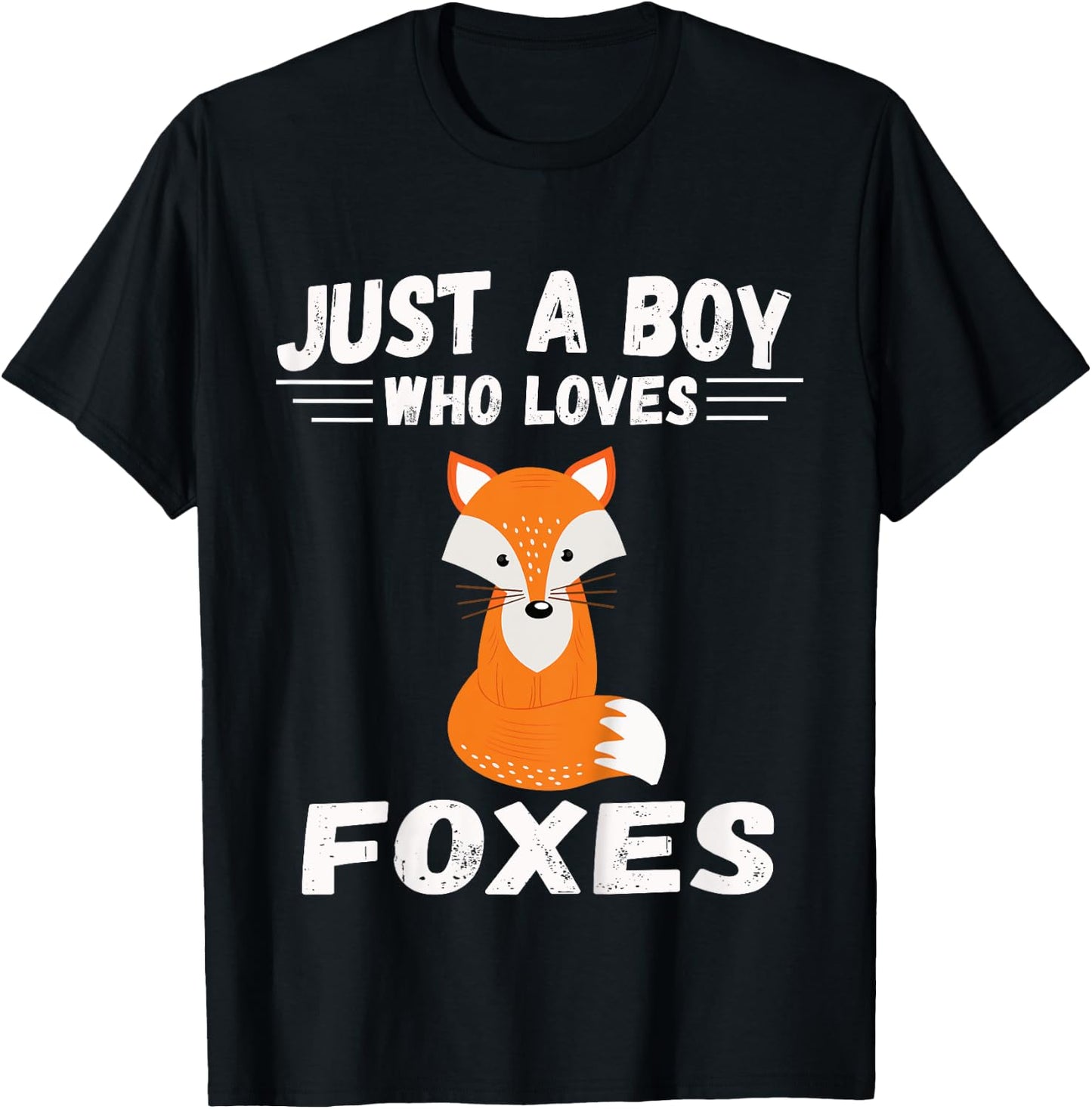 Kids Boy Fox Shirt Gifts Just a Boy Who Loves Foxes T-Shirt - T-Shirt | Black