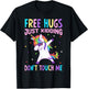Free Hugs Just Kidding Don't Touch Me - Funny Unicorn Lover T-Shirt - T-Shirt | Black