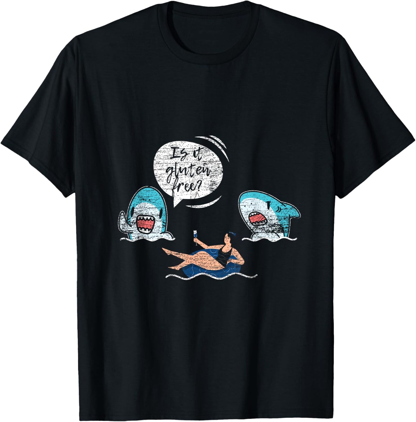 Funny Sharks Gluten Free T-Shirt - T-Shirt | Black