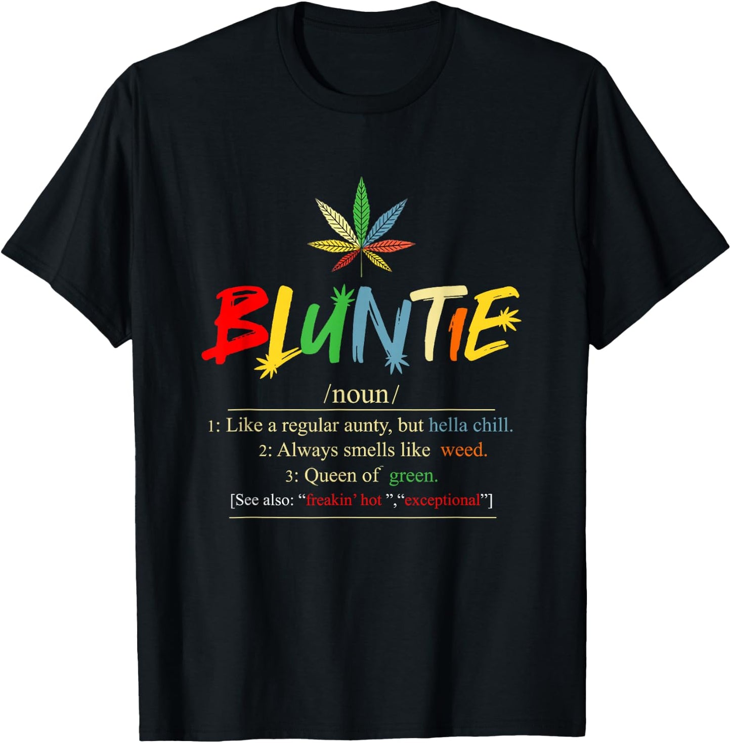 Funny Retro Vintage aunt wear Bluntie Funny Aunt Weed T-Shirt - T-Shirt | Black