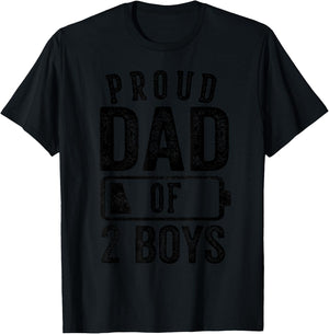 Proud Dad of 2 Boys Gifts Daddy of Two Sons T-Shirt - T-Shirt | Black