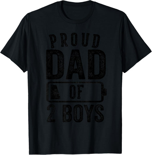Proud Dad of 2 Boys Gifts Daddy of Two Sons T-Shirt - T-Shirt | Black