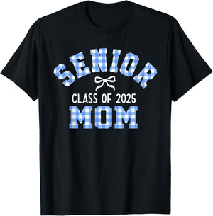 Senior 2025, Class of 2025, Senior Mom Bow Back to School T-Shirt - T-Shirt | Black