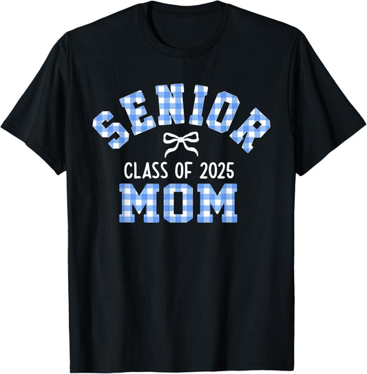 Senior 2025, Class of 2025, Senior Mom Bow Back to School T-Shirt - T-Shirt | Black