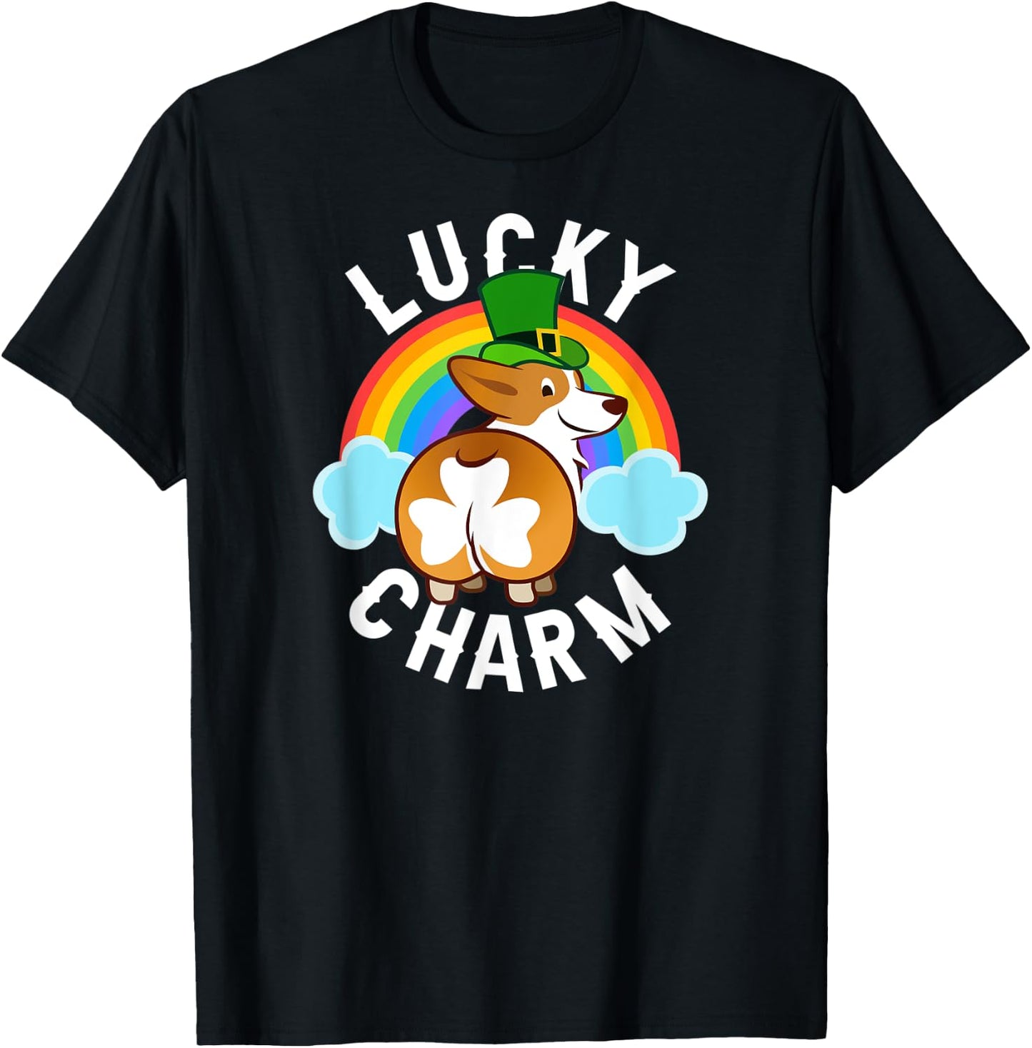 Corgi Leprechaun - Lucky Charm - St. Patricks Day T-Shirt - T-Shirt | Black
