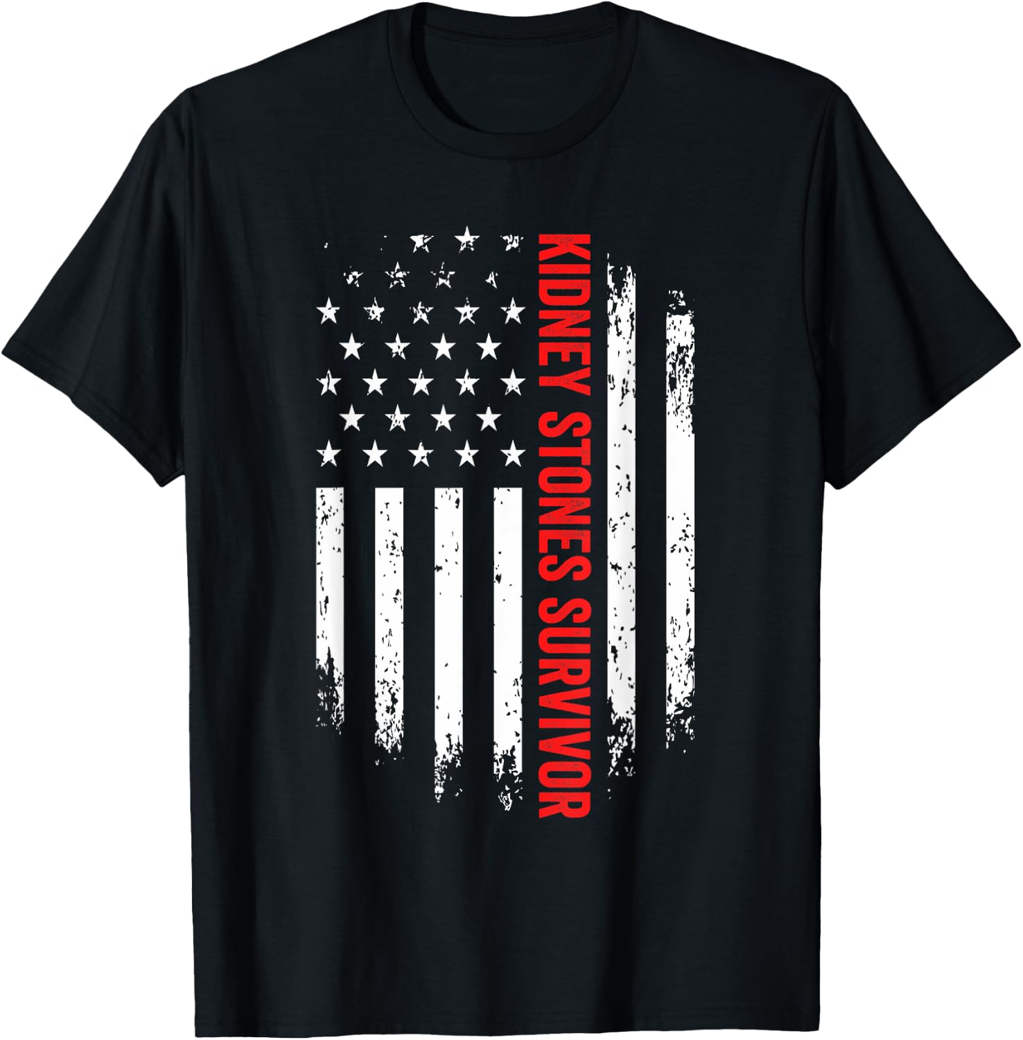 Kidney Stones Survivor American Flag Recovery Get Well Gift T-Shirt - T-Shirt | Black