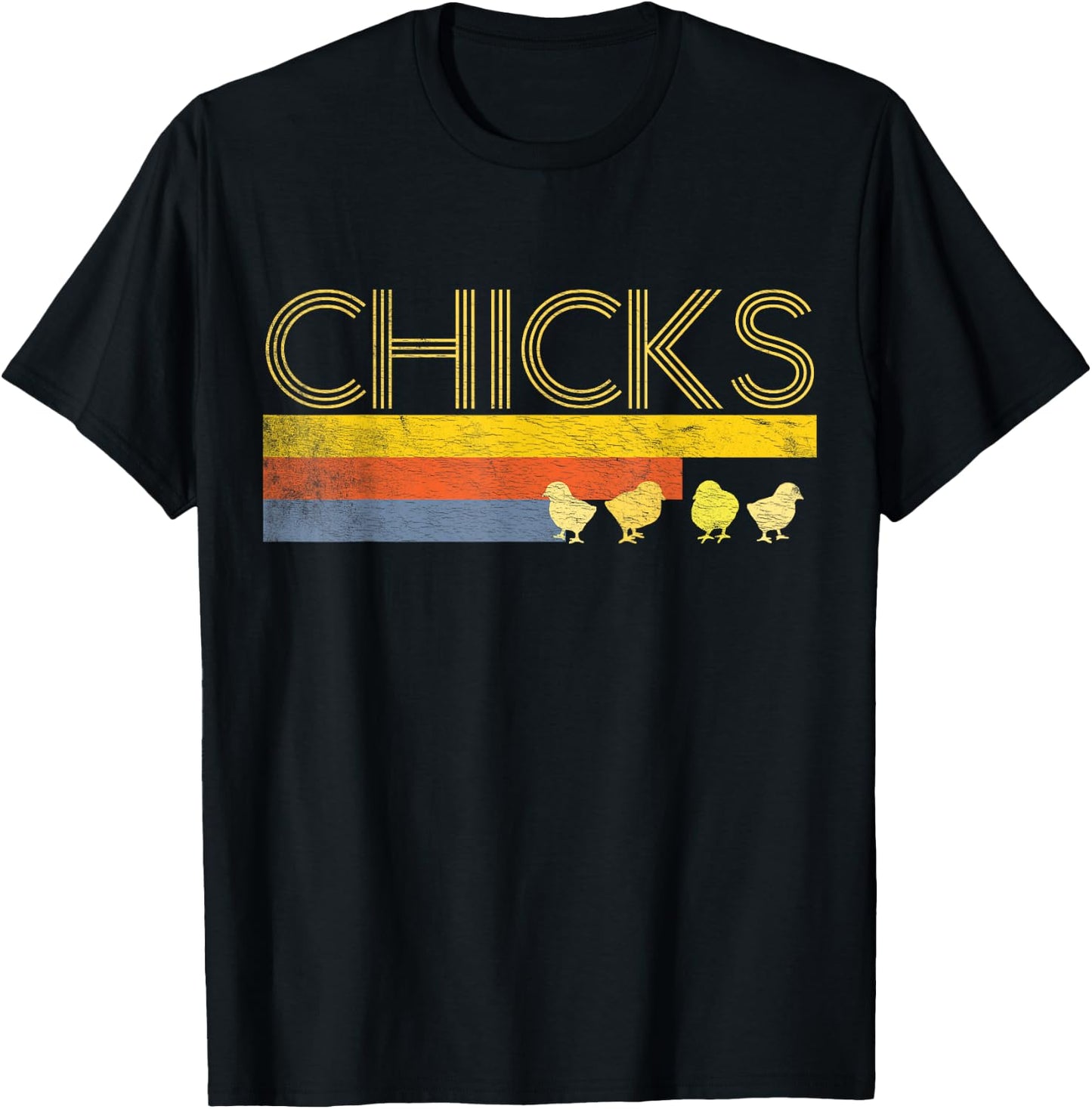 Funny Retro Striped Easter Chicks Shirt Chick Baby Chicken T-Shirt - T-Shirt | Black