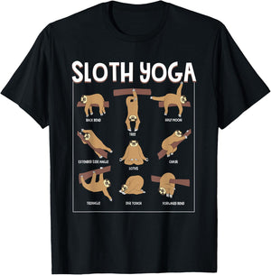 Funny Sloth Yoga Gift Slow Animal Exercise Lovers Men Women T-Shirt - T-Shirt | Black