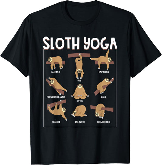 Funny Sloth Yoga Gift Slow Animal Exercise Lovers Men Women T-Shirt - T-Shirt | Black