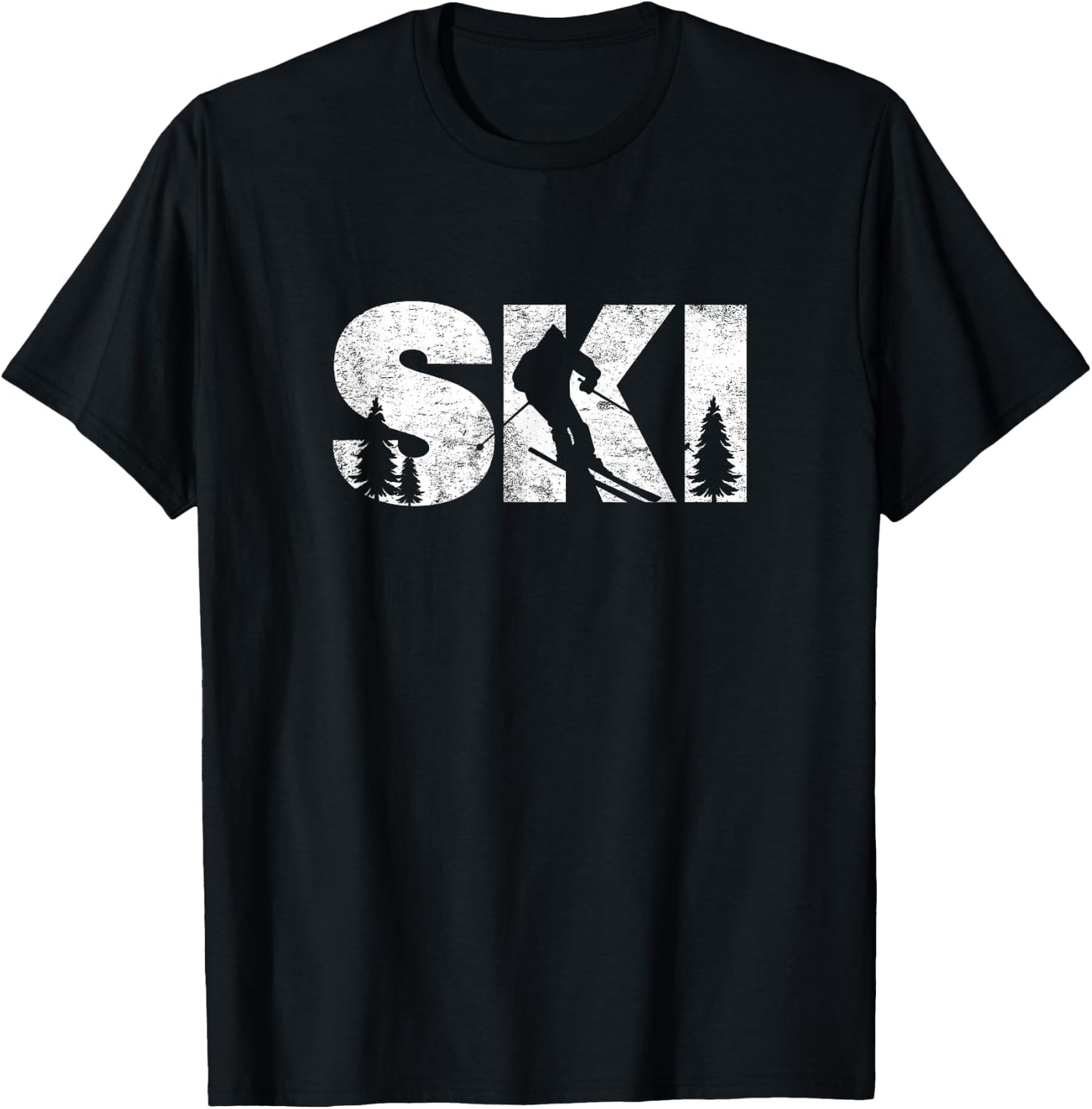 Gifts For Skiers Men Women Snow Skiing Alpine Downhill Ski T-Shirt - T-Shirt | Black
