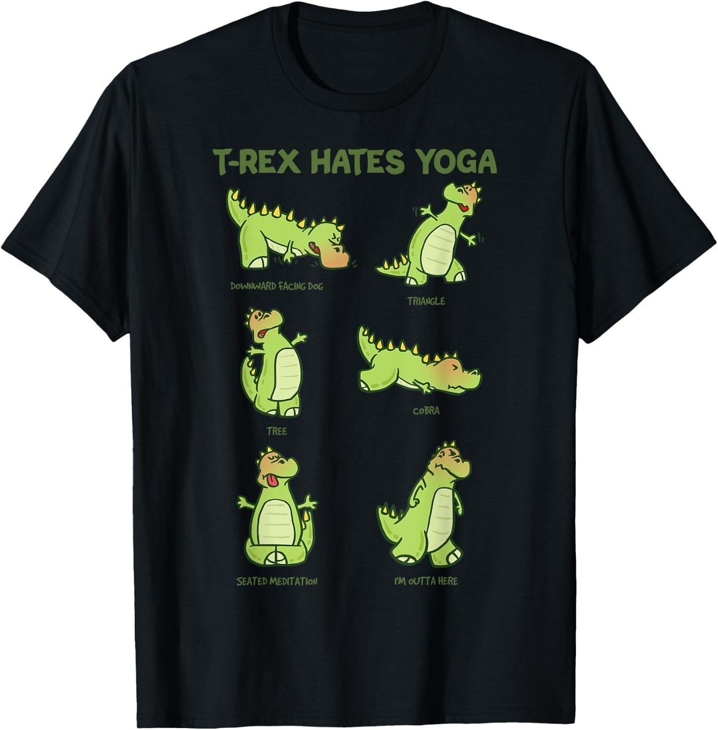 T-Rex Yoga Poses Dinosaur Mindfulness Meditation Dino Meme T-Shirt - T-Shirt | Black