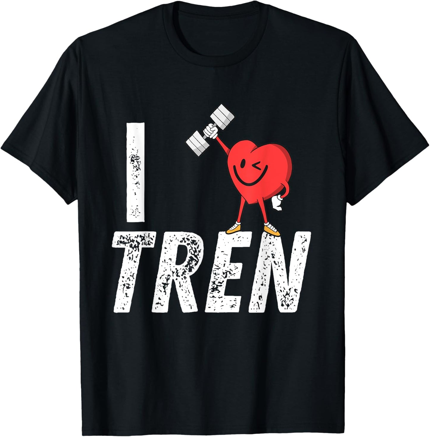 I Love Tren Gifts for Bodybuilders Men I Heart Tren Workout T-Shirt - T-Shirt | Black