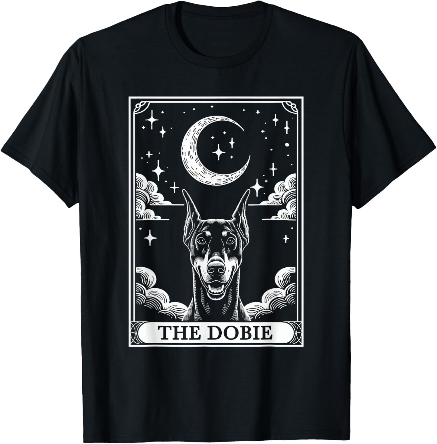 Tarot Card Vintage Crescent Moon Doberman Pinscher Dog Mom T-Shirt - T-Shirt | Black