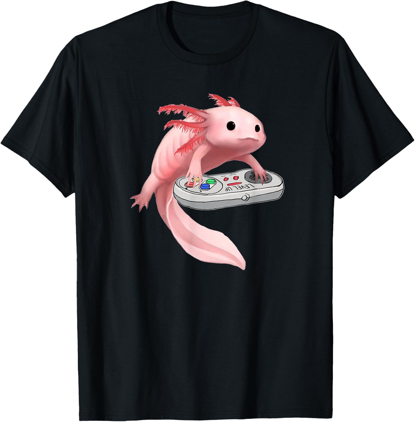 Axolotl Fish Playing Video Game White-Axolotl Lizard Gamers T-Shirt - T-Shirt | Black