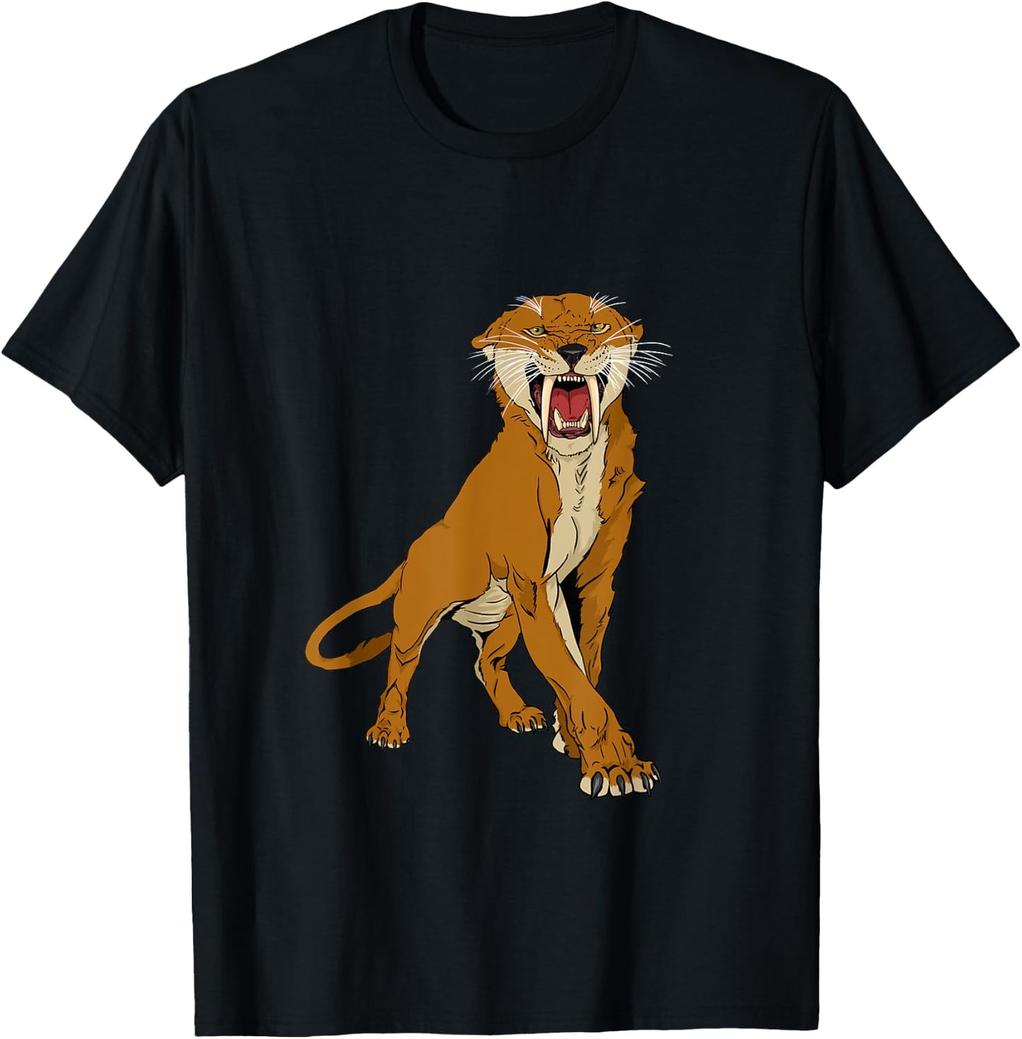 Saber Toothed Cat Head Gift Saber Toothed Tiger Lovers T-Shirt - T-Shirt | Black