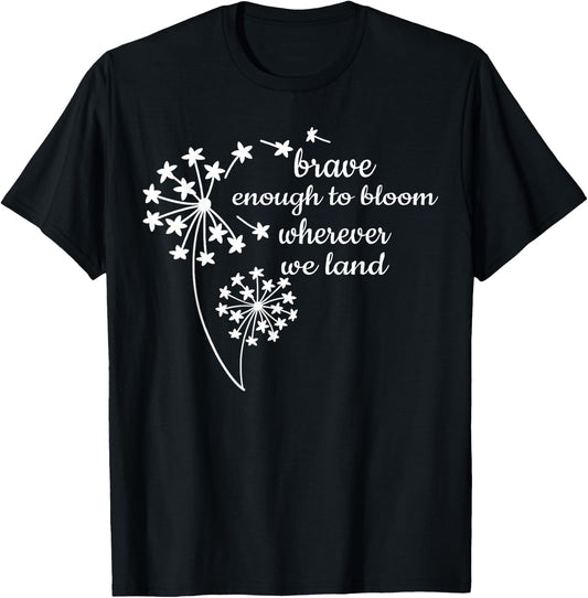 Brave Enough To Bloom Military kids Month of Military Child T-Shirt - T-Shirt | Black