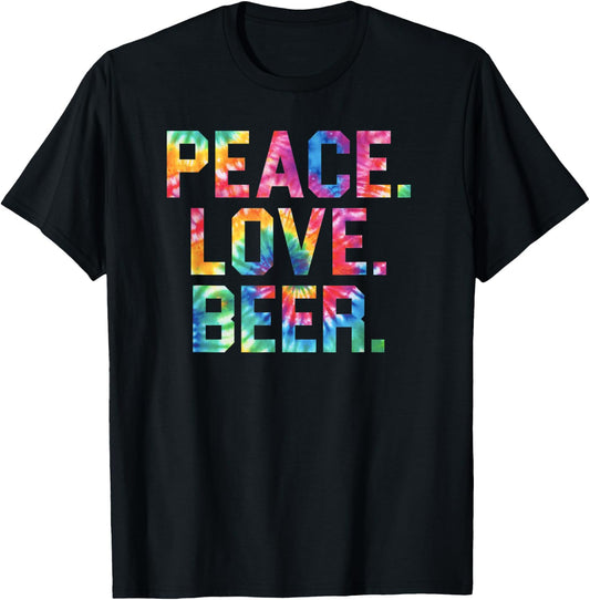 Peace Love Beer Shirt Gift Beer Drinkers T-Shirt - T-Shirt | Black