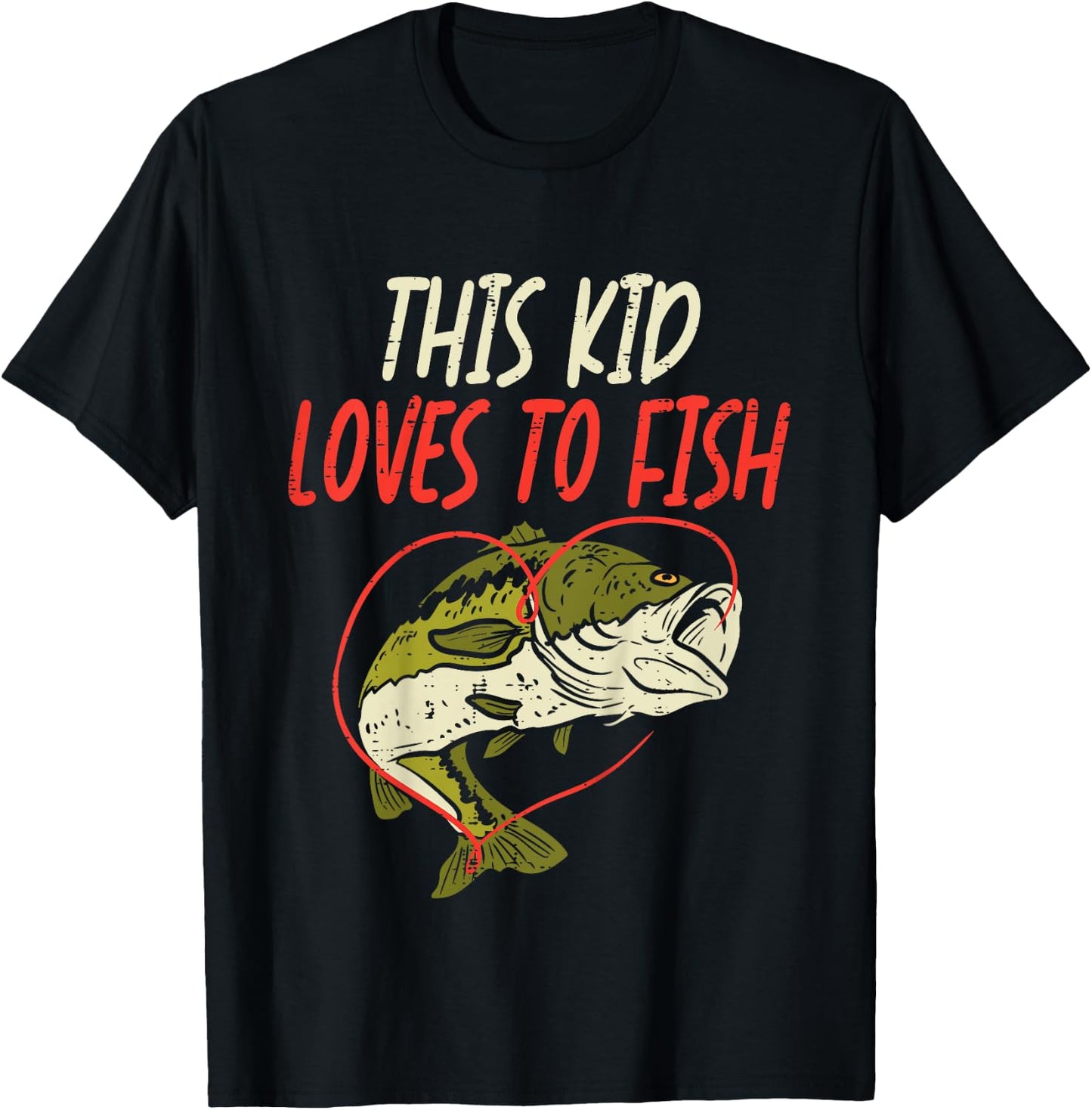 This Kid Loves To Fish Bass Fishing Family Matching Gift T-Shirt - T-Shirt | Black