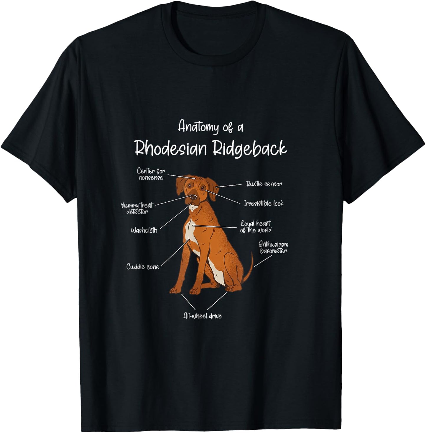 Anatomy of a Rhodesian Ridgeback | Dog Rhodesian Ridgeback T-Shirt - T-Shirt | Black