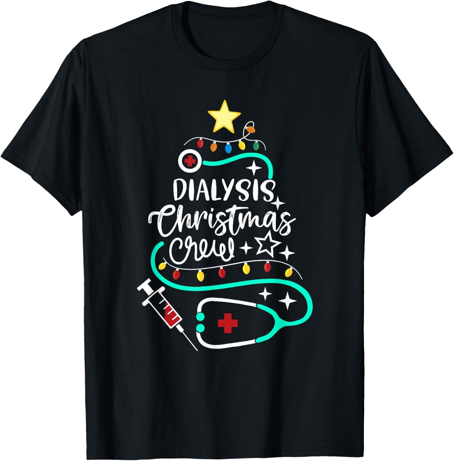 Dialysis Christmas Crew Dialysis Nurse Nephrology Technician T-Shirt - T-Shirt | Black