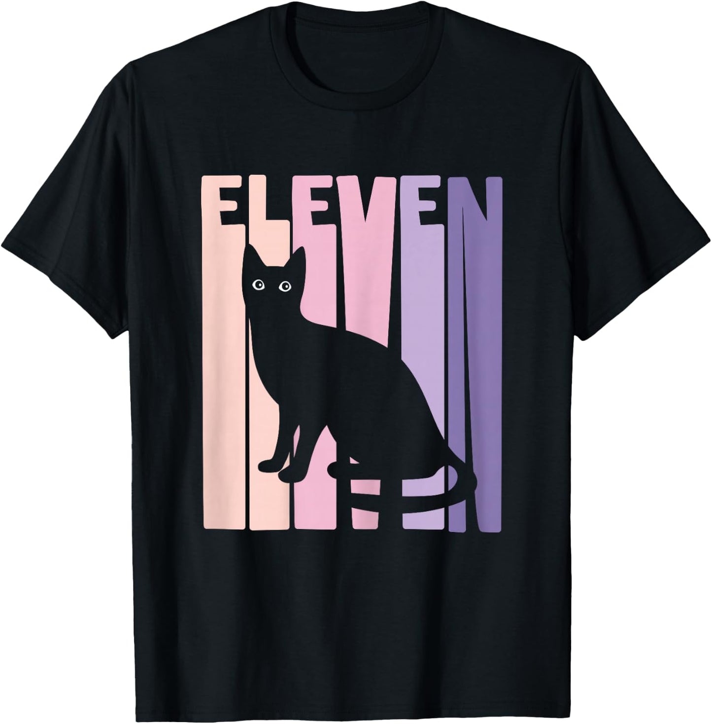 11th Birthday Gift Cute Cat Fan 11 Years old for Girls T-Shirt - T-Shirt | Black