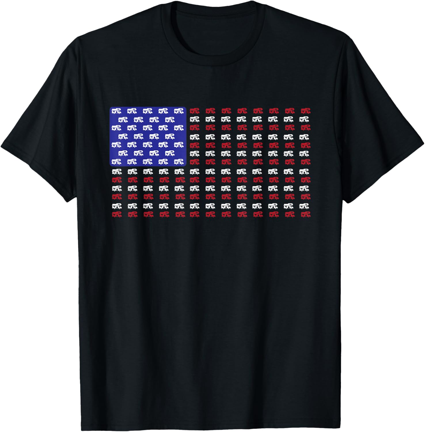 Vintage RV American Flag | USA Motorhome Owner Gift T-Shirt - T-Shirt | Black