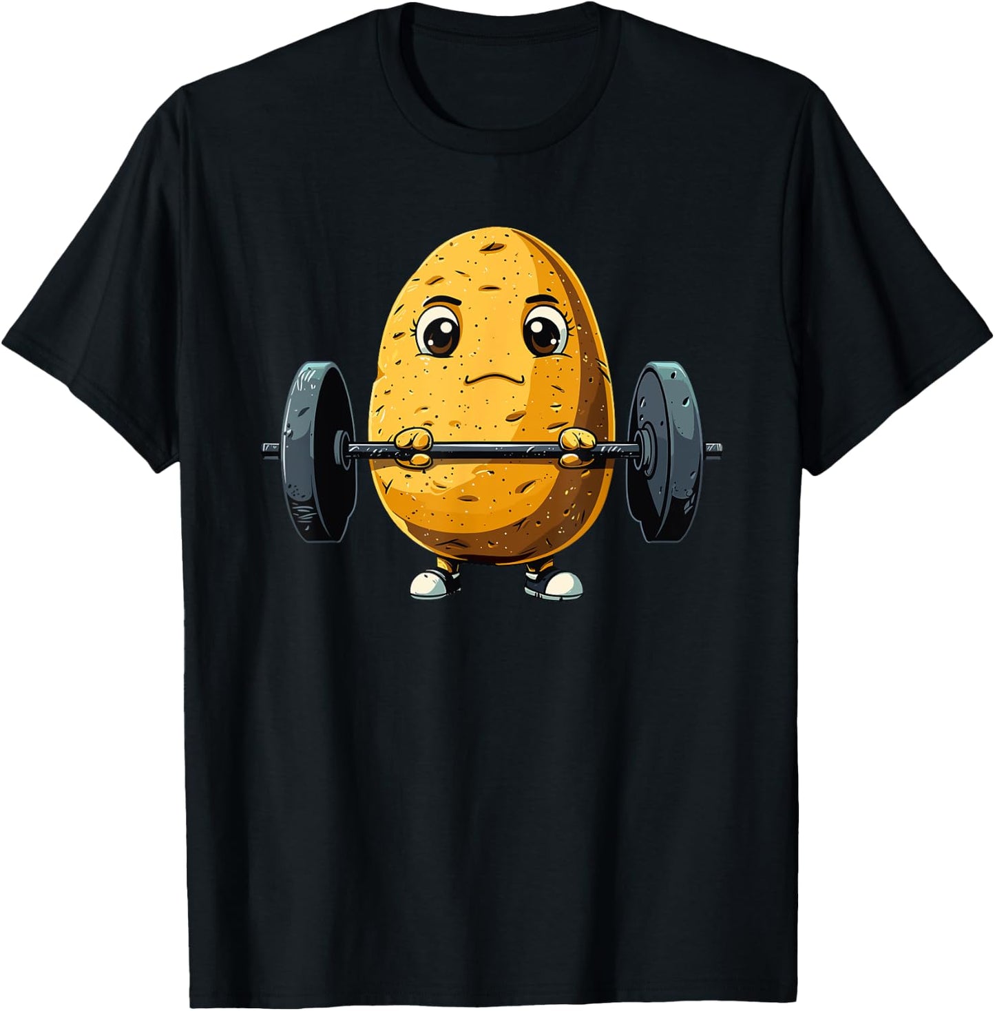 Potato Weightlifting Barbell Workout Potatoes Weightlifter T-Shirt - T-Shirt | Black
