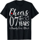Cheers To 7 Years Happily - Husband Wife 7th Anniversary T-Shirt - T-Shirt | Black