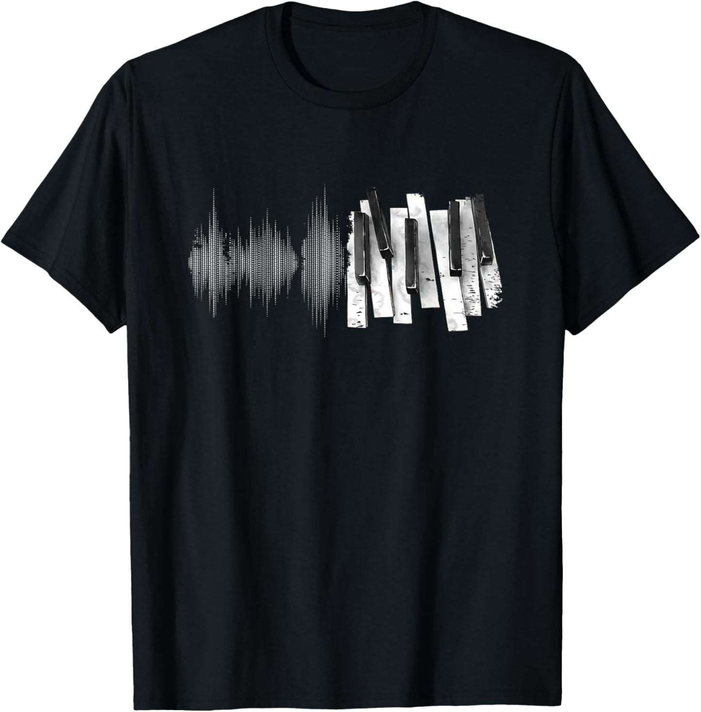Keyboard Heartbeat Cool Piano and Organ Player Novelty T-Shirt - T-Shirt | Black