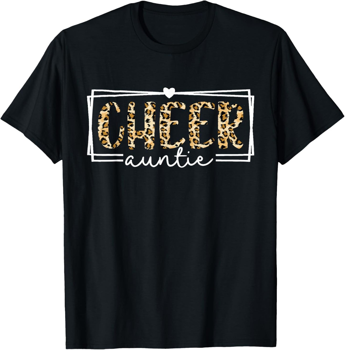Women Cheer Auntie Leopard Cheerleader Aunt Mothers Day T-Shirt - T-Shirt | Black