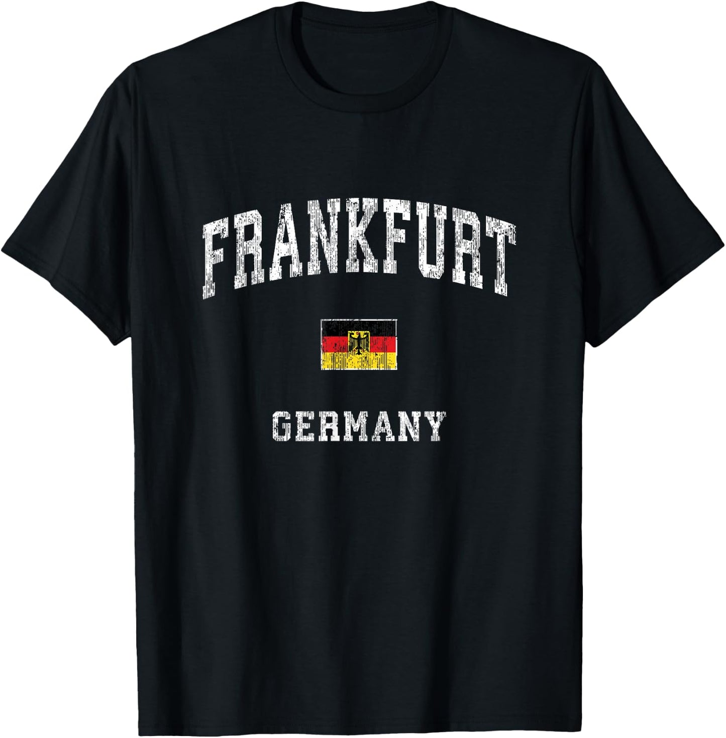 Frankfurt Germany Vintage Athletic Sports Design T-Shirt - T-Shirt | Black