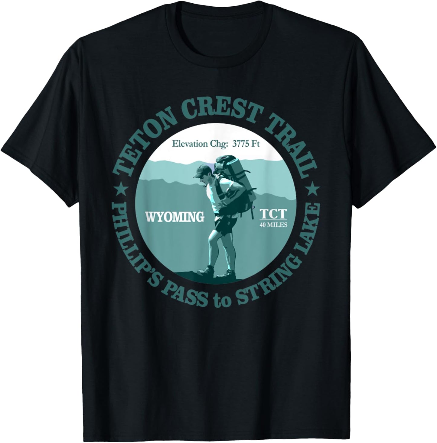 Teton Crest Trail Funny Spring Lake Hiking Mountain T-Shirt - T-Shirt | Black
