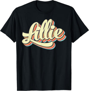 Lillie Retro Art Baseball Font Vintage T-Shirt - T-Shirt | Black