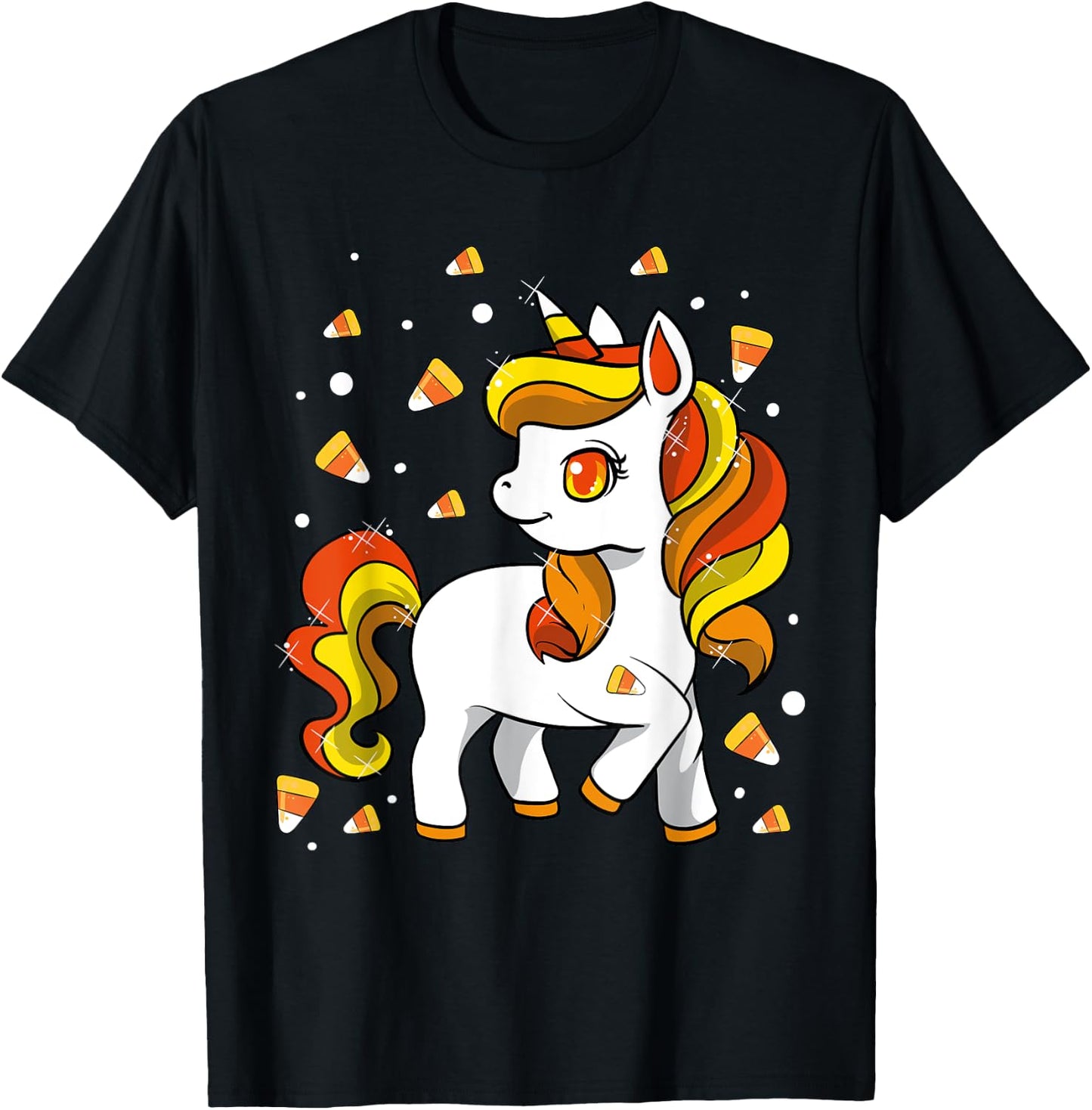 Kids Unicorn Candy Corn Shirt Girls Halloween T-Shirt - T-Shirt | Black