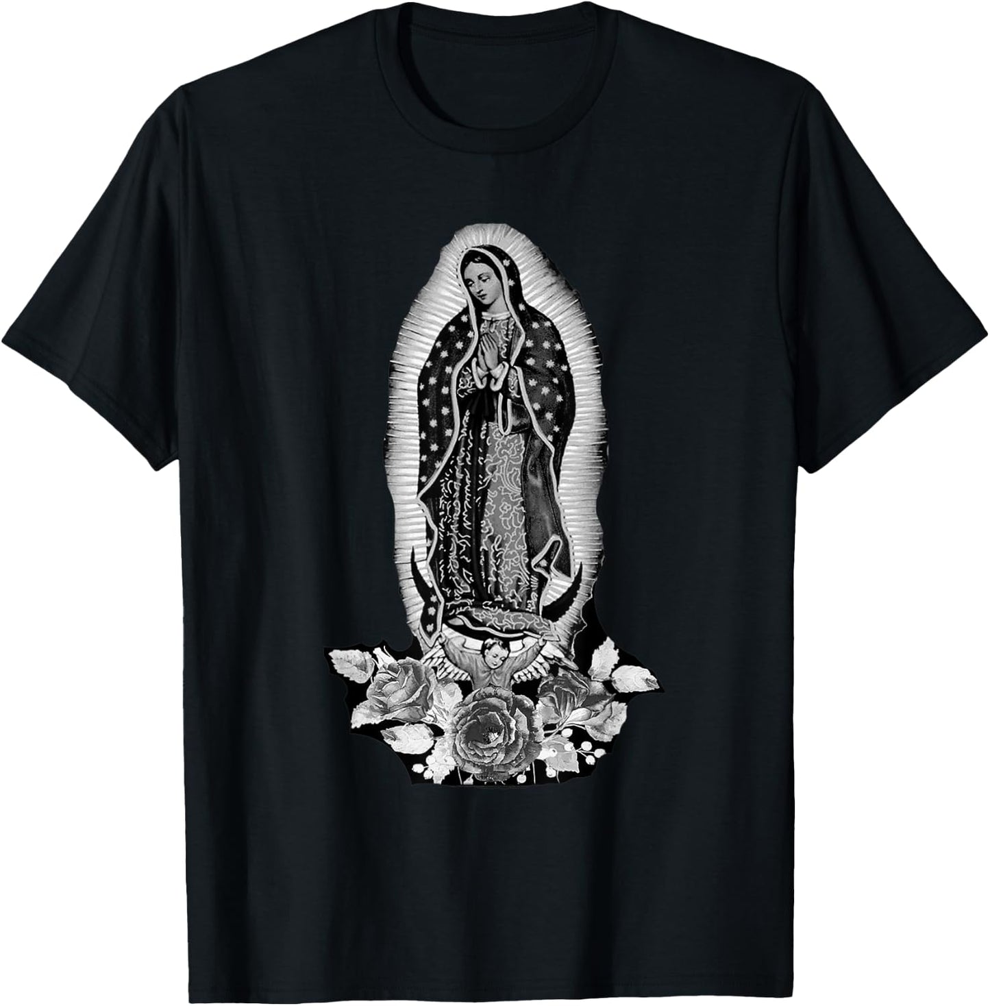 Our Lady De Guadalupe Sant Mary For Christians, Catholics T-Shirt - T-Shirt | Black