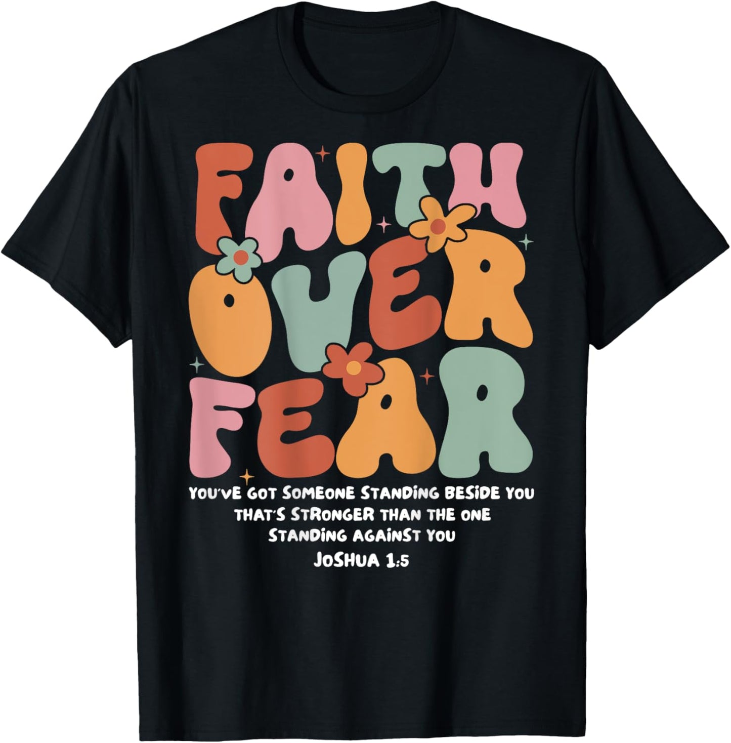 Faith Over Fear Christian Groovy Retro Men Women Kids T-Shirt - T-Shirt | Black