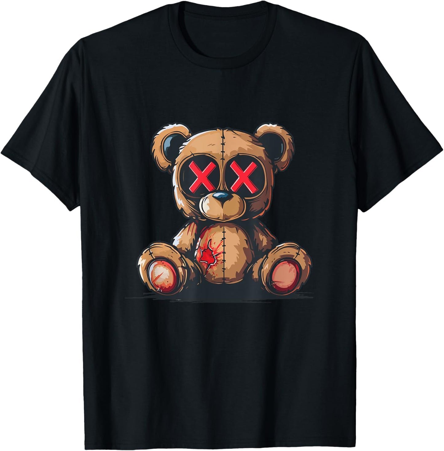Stuffed Teddy Bear with X eyes T-Shirt - T-Shirt | Black