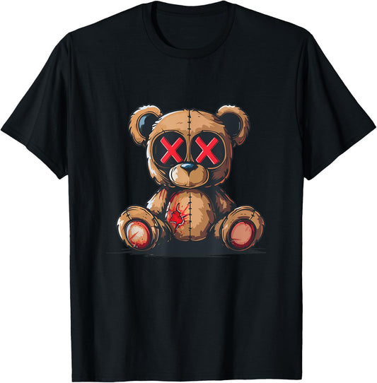 Stuffed Teddy Bear with X eyes T-Shirt - T-Shirt | Black