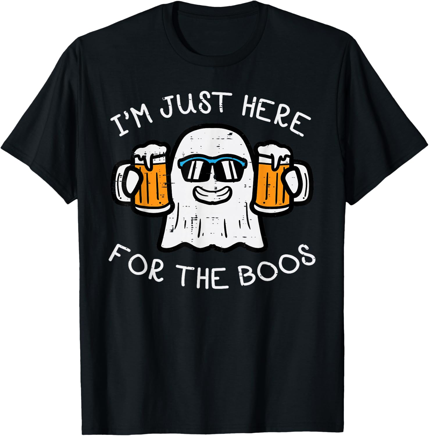 Halloween Just Here For Boos Ghost Funny Costume Men Women T-Shirt - T-Shirt | Black