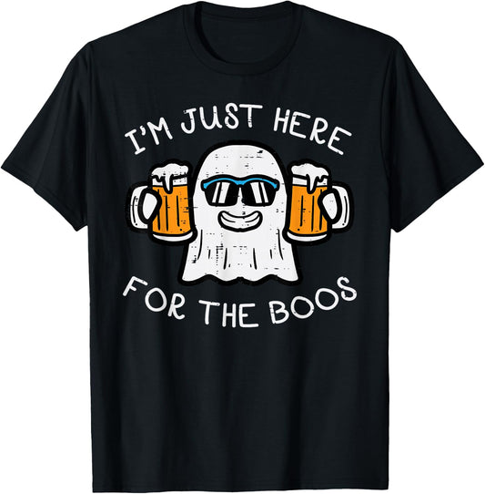 Halloween Just Here For Boos Ghost Funny Costume Men Women T-Shirt - T-Shirt | Black