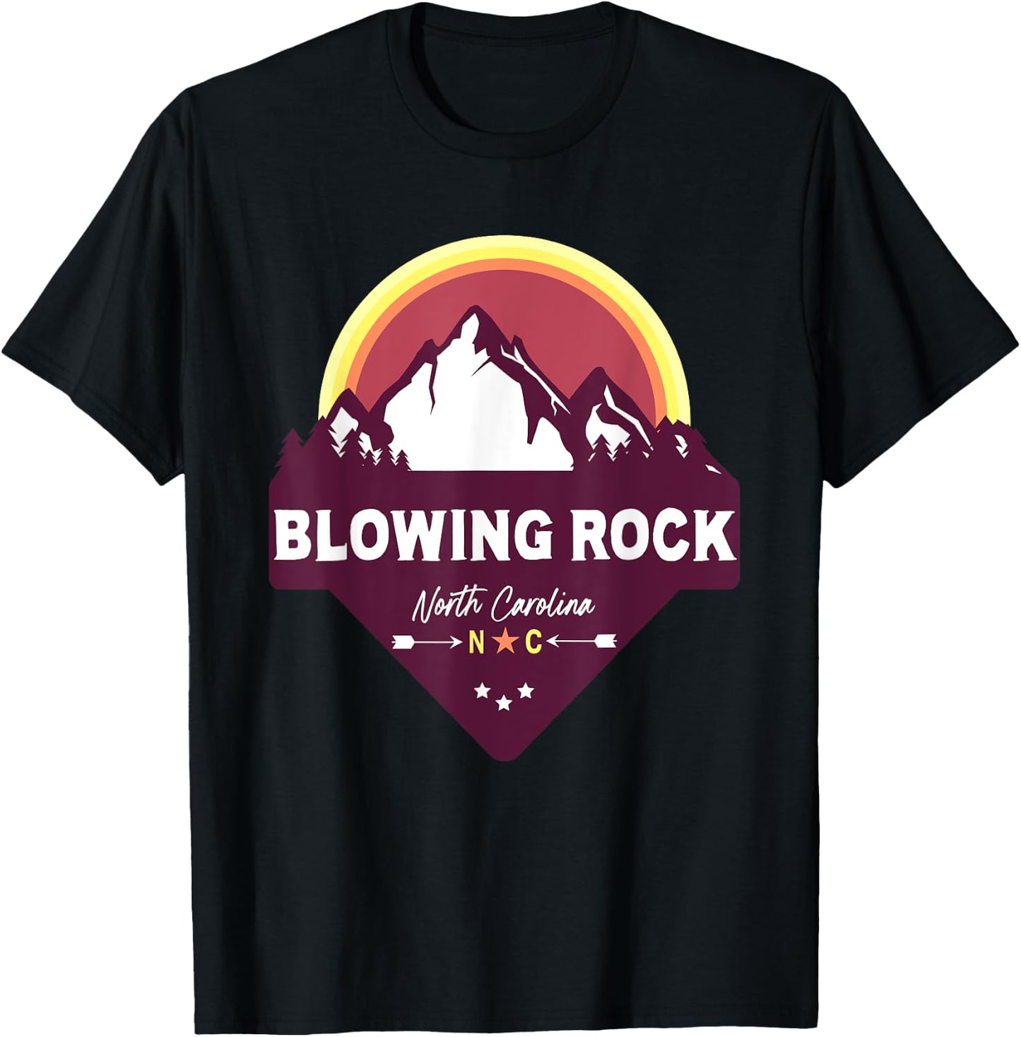 Retro Blowing Rock North Carolina NC Blue Ridge Mountains T-Shirt - T-Shirt | Black