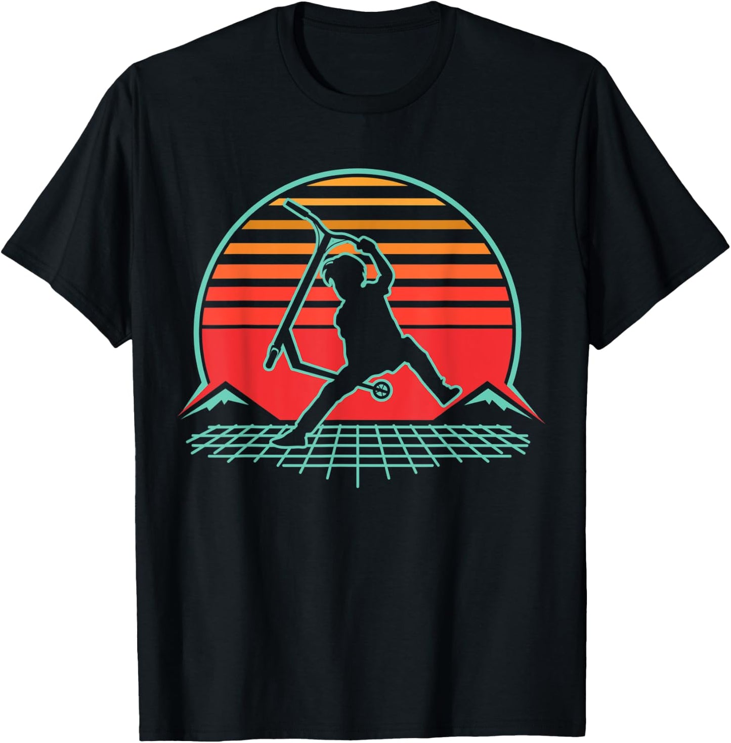 Scooter Stunt Retro Style Scooter Gift Boys Kids Youth T-Shirt - T-Shirt | Black