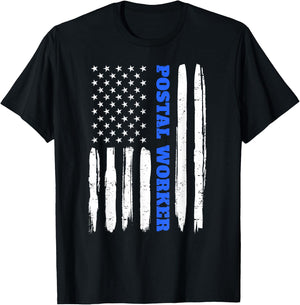 Patriotic Postal Worker American Flag Stars Stripes Postman T-Shirt - T-Shirt | Black