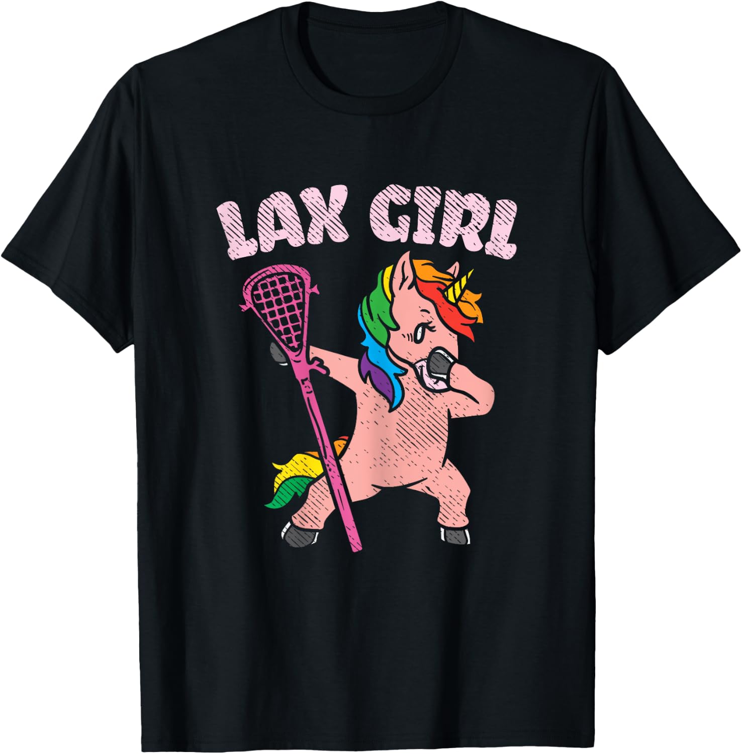 Lax Girl Unicorn Cute Animal Lacrosse Player Team Women Gift T-Shirt - T-Shirt | Black