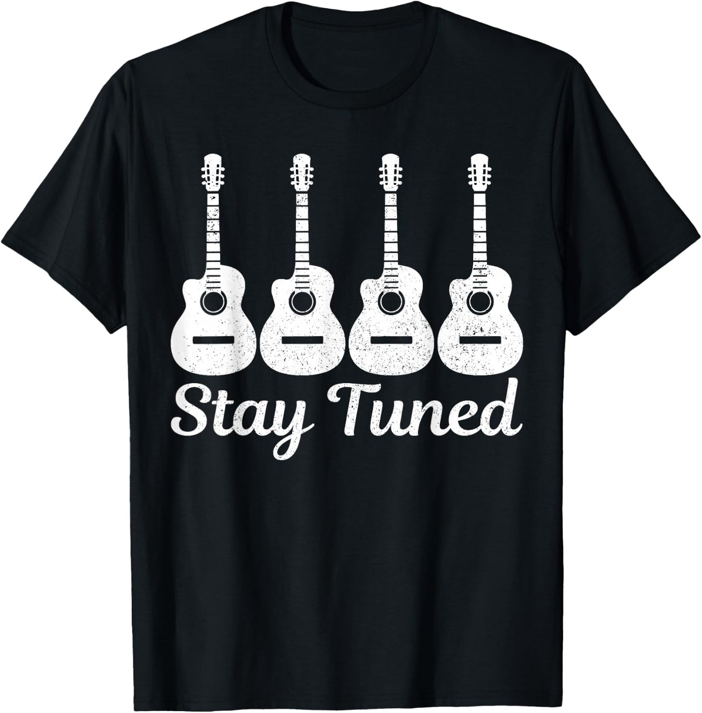 Guitar Stay Tuned Vintage Musician Funny Guitarist Gift T-Shirt - T-Shirt | Black