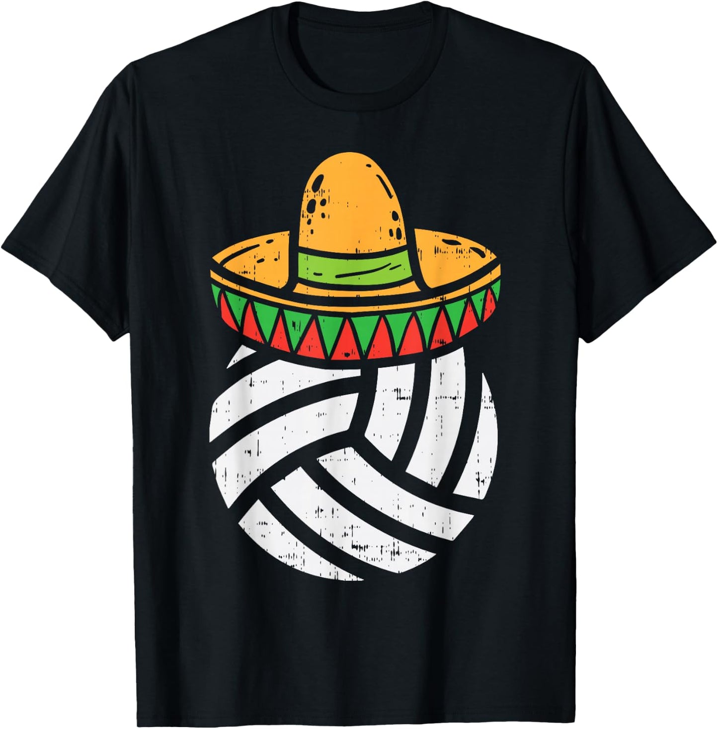 Volleyball Sombrero Cinco De Mayo Fiesta Sport Mexican T-Shirt - T-Shirt | Black